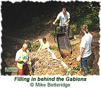 Filling in behind the Gabions